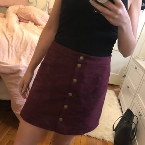 Purple Button Up Suede Skirt